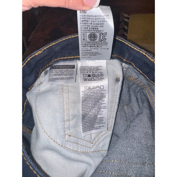 Levis 505 Mens Straight Leg Jeans W32 L32 Dark Indigo Denim Work Wear Utility - Picture 7 of 14